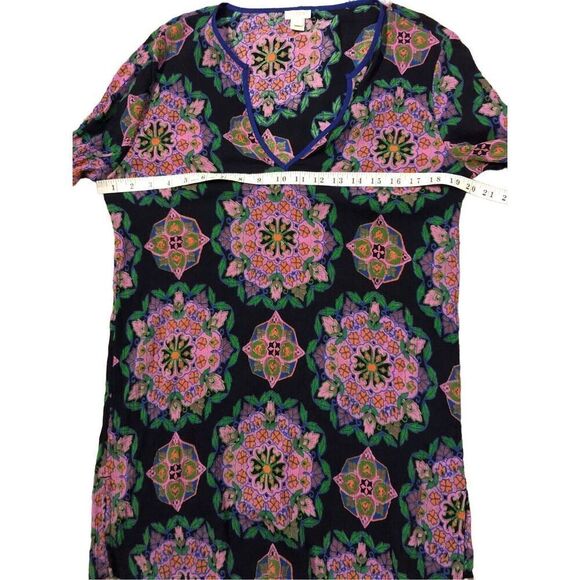 Gauzy J Crew Pink Medallion V Neck 3/4 Sleeve Gauze Cotton Tunic Swimsuit Cover - Picture 11 of 13